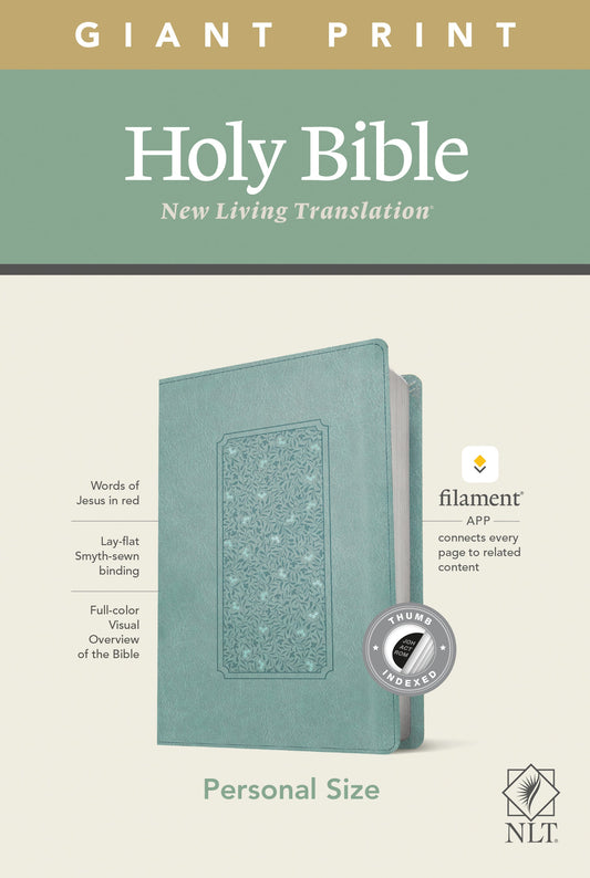 NLT Personal Size Giant Print Bible, Filament Edition, Teal - Re-vived