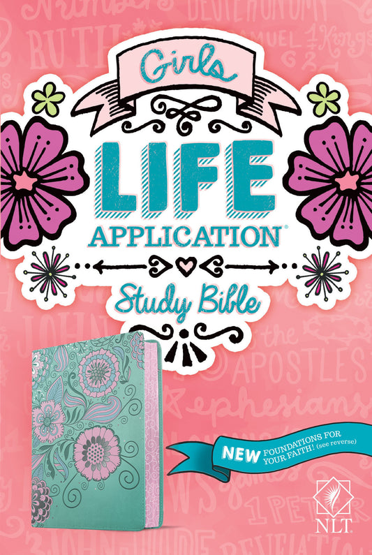 NLT Girls Life Application Study Bible, Teal/Pink - Re-vived