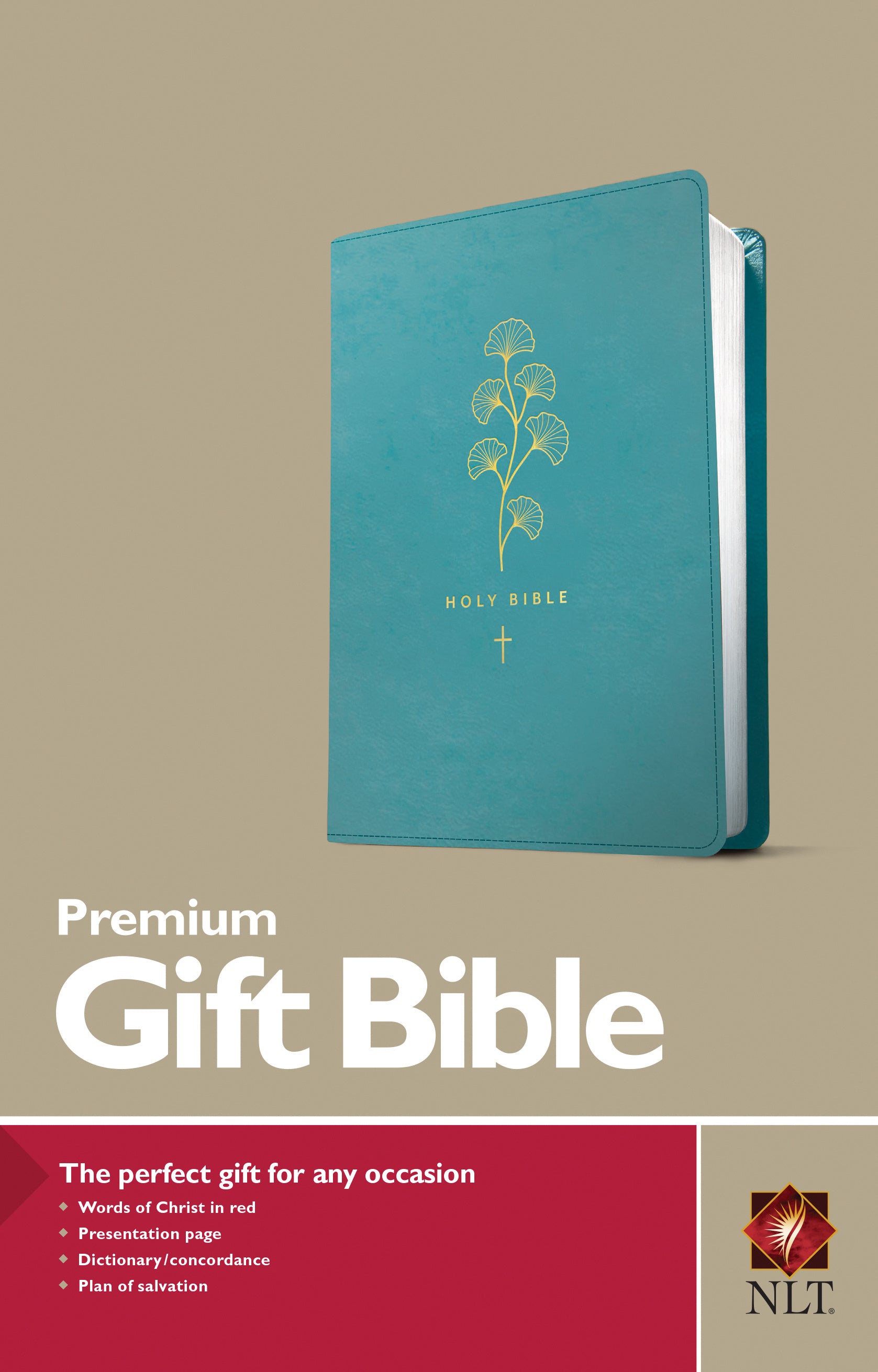 NLT Premium Gift Bible, Red Letter, LeatherLike, Teal - Re-vived