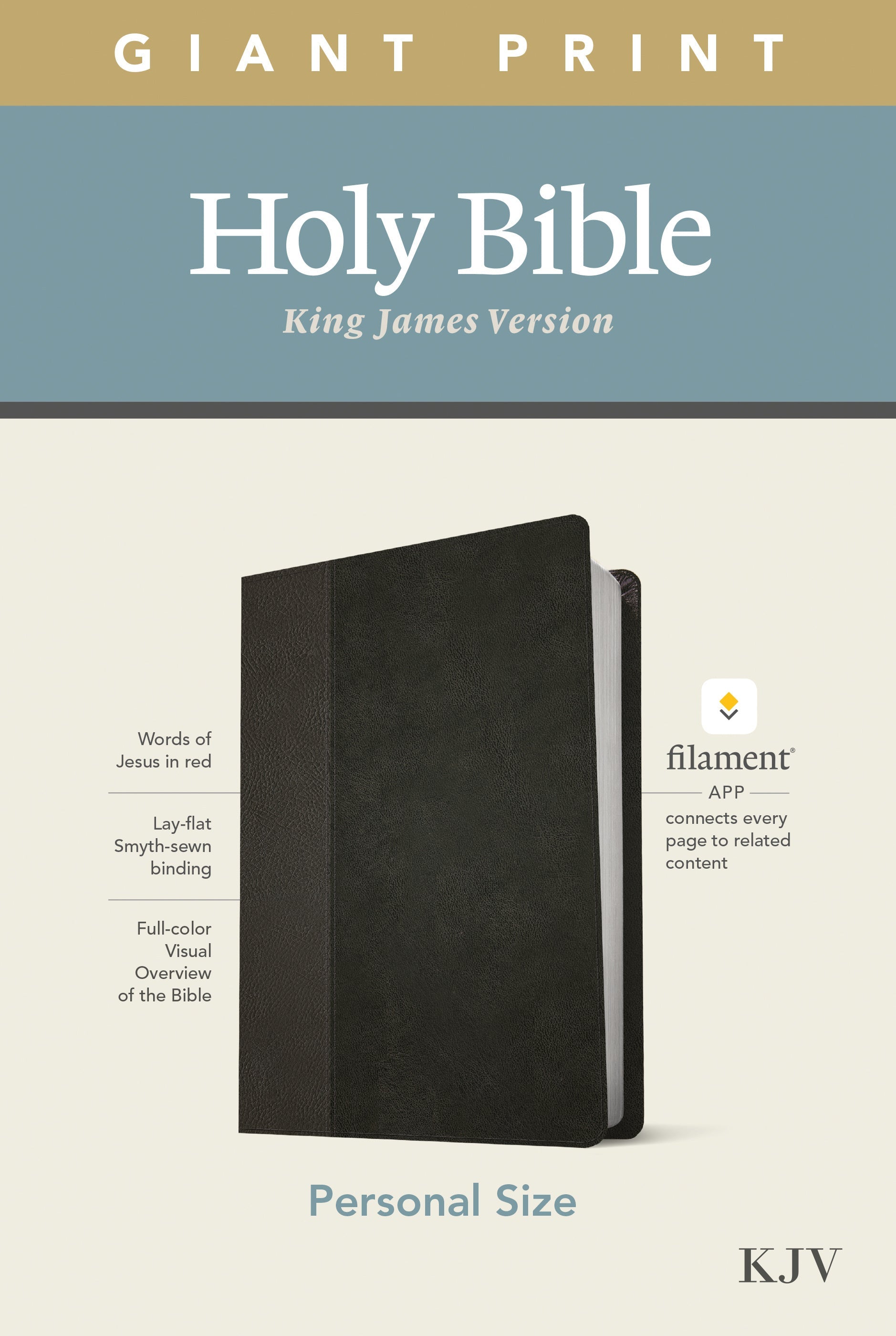 KJV Personal Size Giant Print Bible, Filament Edition, Black - Re-vived