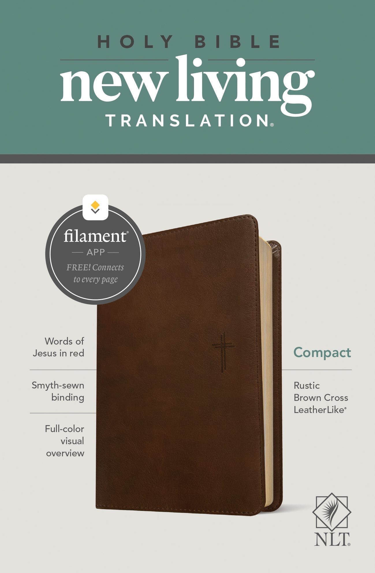 NLT Compact Bible, Filament Enabled Edition, Rustic Brown - Re-vived