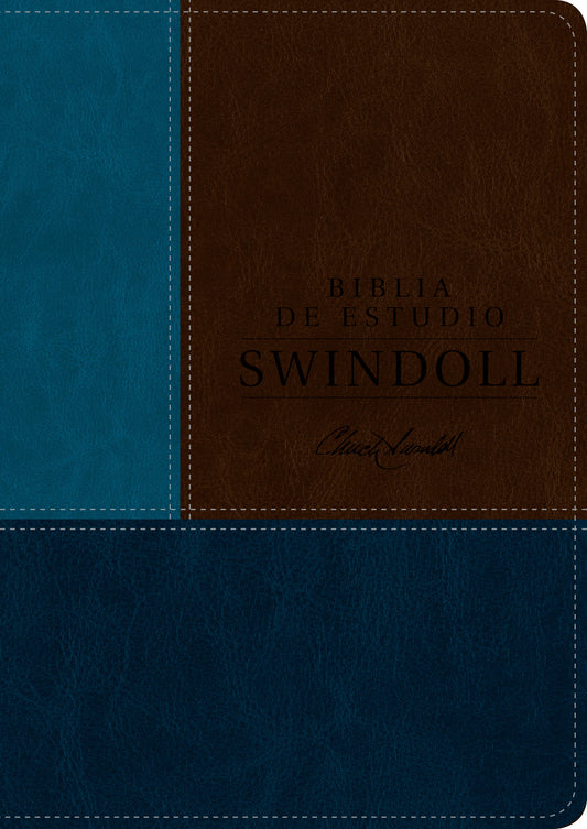 Biblia de Estudio Swindoll NTV (Sentipiel, Café/Azul/Turquesa, Índice) - Re-vived