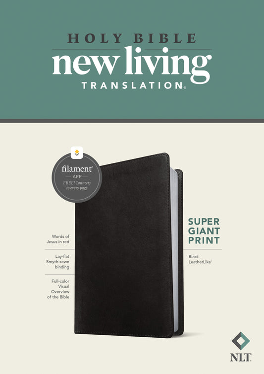 NLT Super Giant Print Bible, Filament Edition, Black - Re-vived