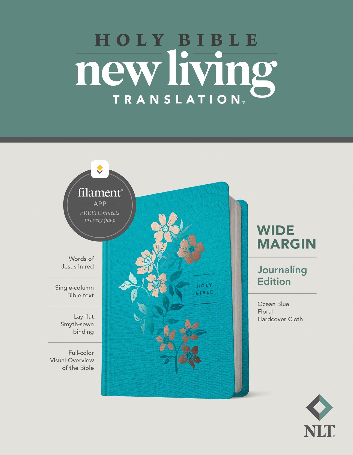 NLT Wide Margin Bible, Filament Enabled Edition, Blue - Re-vived