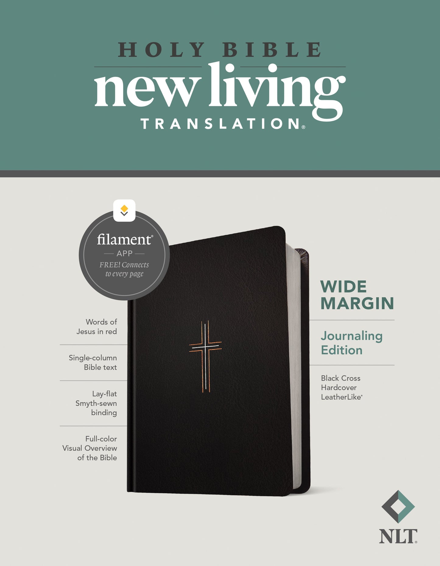 NLT Wide Margin Bible, Filament Enabled Edition, Black - Re-vived