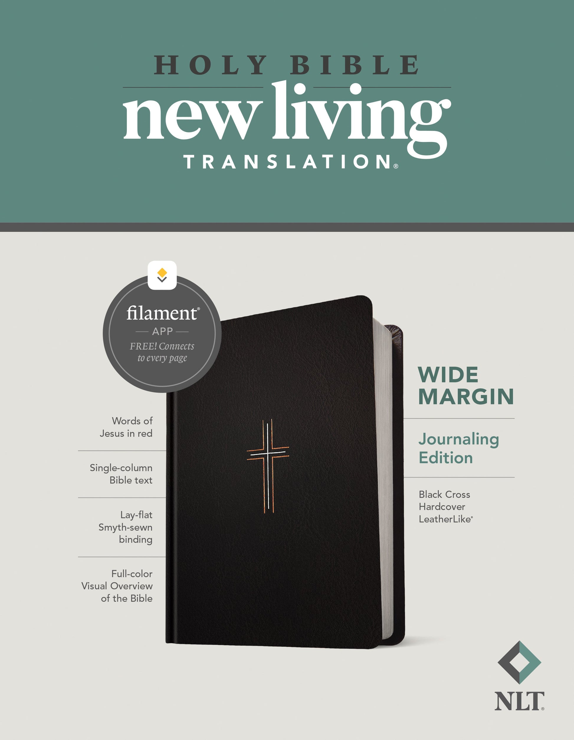 NLT Wide Margin Bible, Filament Enabled Edition, Black - Re-vived