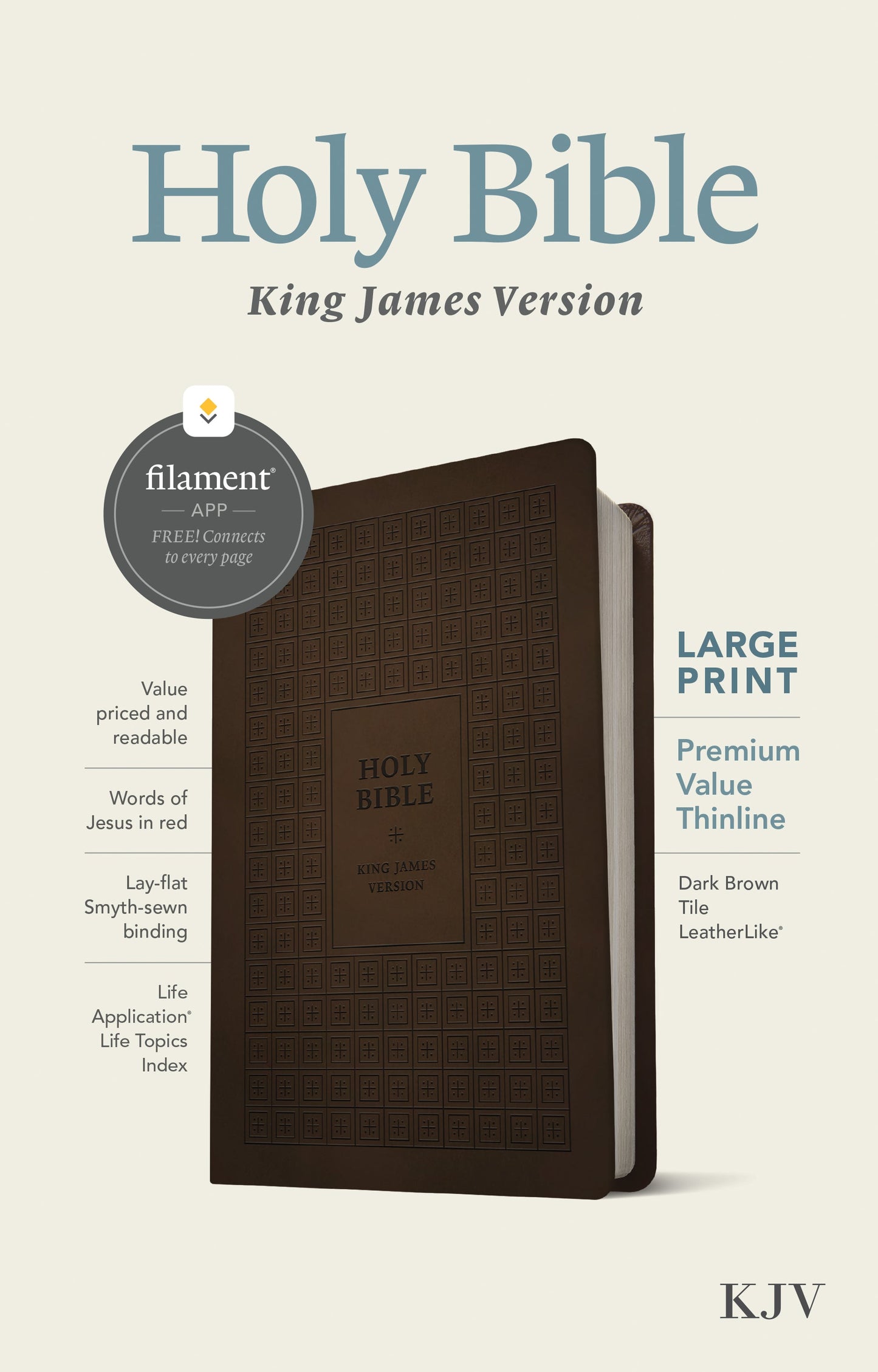 KJV Large Print Premium Value Thinline Bible, Filament Enabl - Re-vived