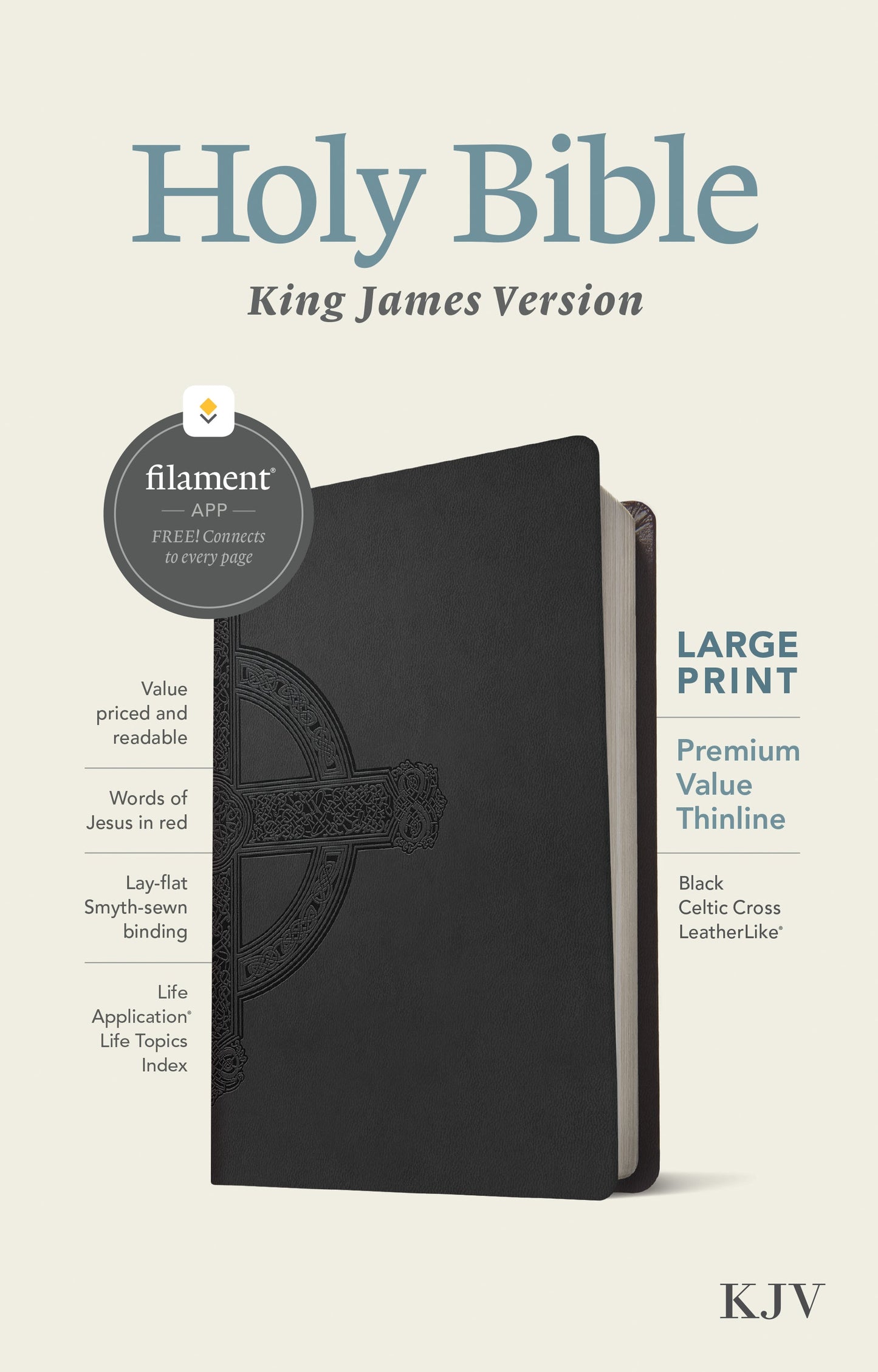 KJV Large Print Premium Value Thinline Bible, Filament Enabl - Re-vived