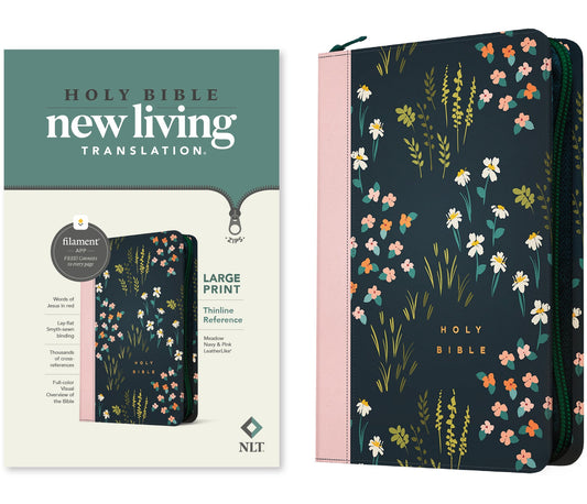 NLT Large Print Thinline Reference Zipper Bible, Filament - Re-vived