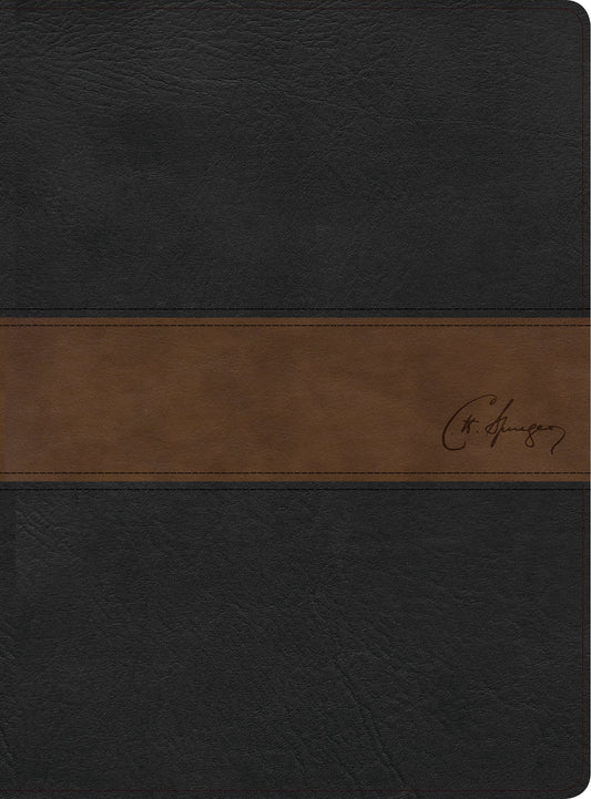 RVR 1960 Biblia de estudio Spurgeon, negro/marrón símil piel - Re-vived