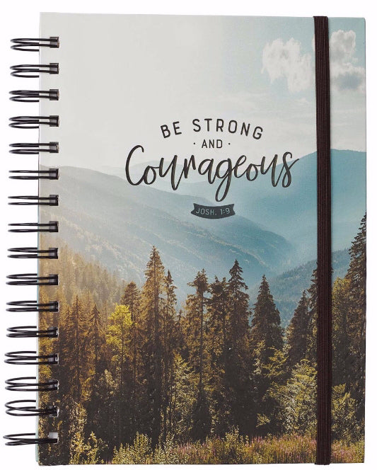 Strong and Courageous Large Wirebound Journal with Elastic - Re-vived
