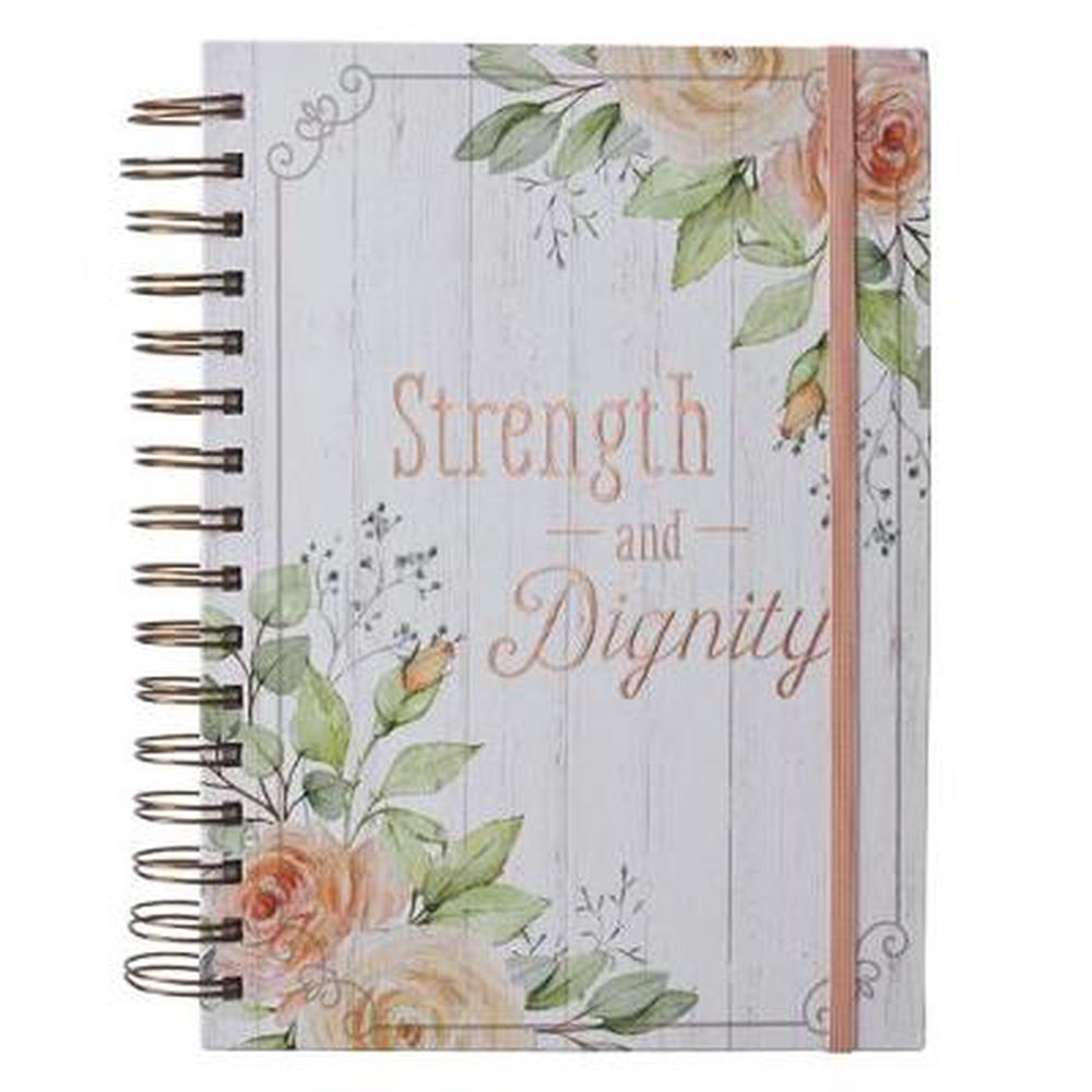 Strength and Dignity Large Wirebound Journal with Elastic - Re-vived