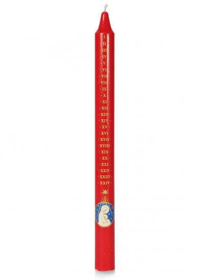 Dated Advent Candle (Individual) 15" x 1 1/8" - Red/Mary - Re-vived