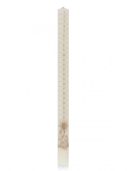 Numbered Advent Candle 12"x7/8" - Ivory/Nativity (Individual - Re-vived