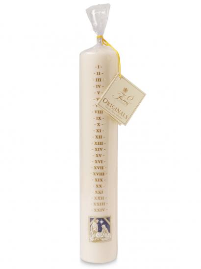White Dated Advent Candle, Nativity Design (Individual) - Re-vived