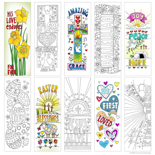 10 Easter Colouring Bookmarks - Re-vived