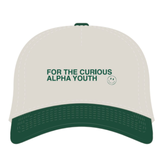 YOUTH ALPHA - Cap - Natural/Forest (Alpha Youth Smiley)