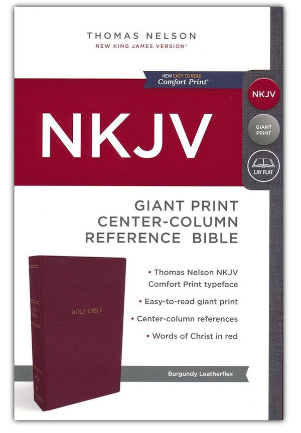 NKJV Reference Bible, Burgundy, Giant Print, Red Letter Ed. - Re-vived