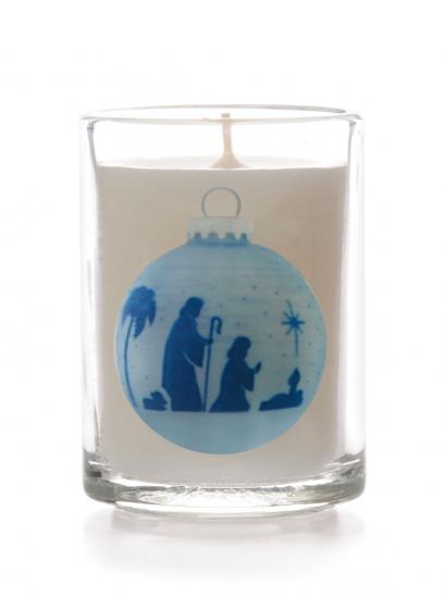 Joseph/Mary/Child Glass Non Scented Candle (Individual) - Re-vived