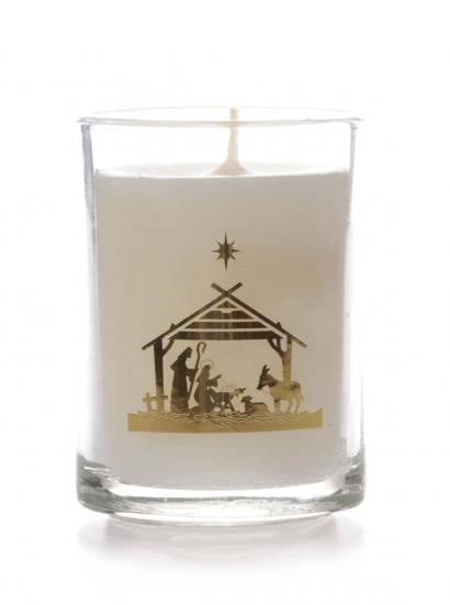 Nativity Glass Non Scented Candle (Individual) - Re-vived