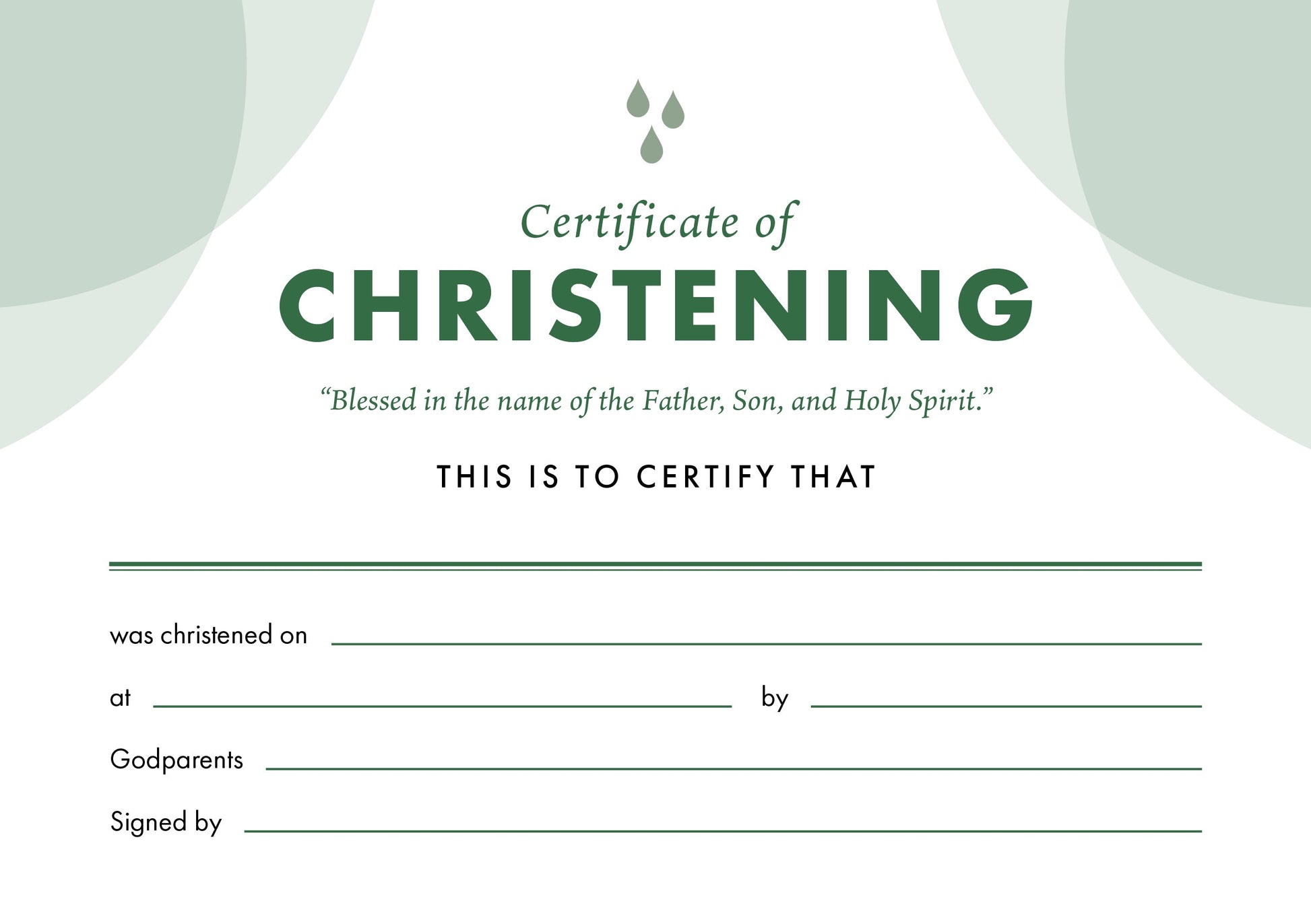 ETC Christening Certificate A5 Landscape (pack of 10) - Re-vived