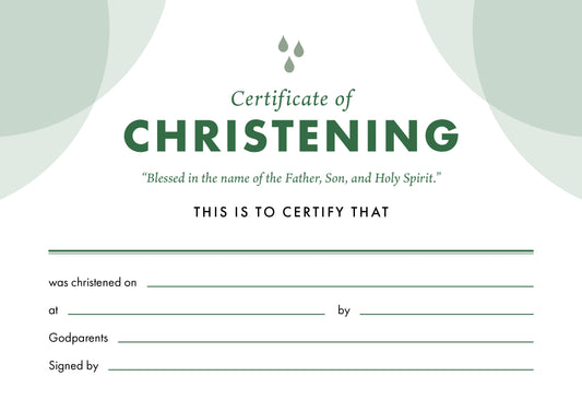 ETC Christening Certificate A5 Landscape (pack of 10) - Re-vived