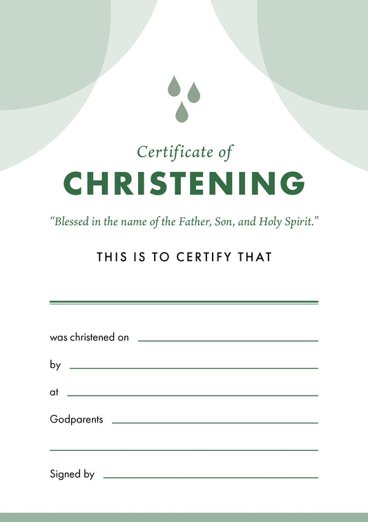 ETC Christening Certificate A5 Portrait - Re-vived