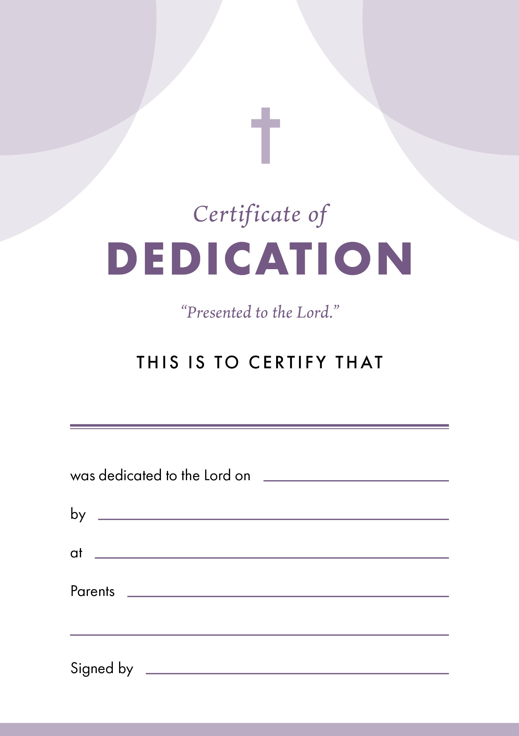 ETC Dedication Certificate A5 Portrait (pack of 10) - Re-vived