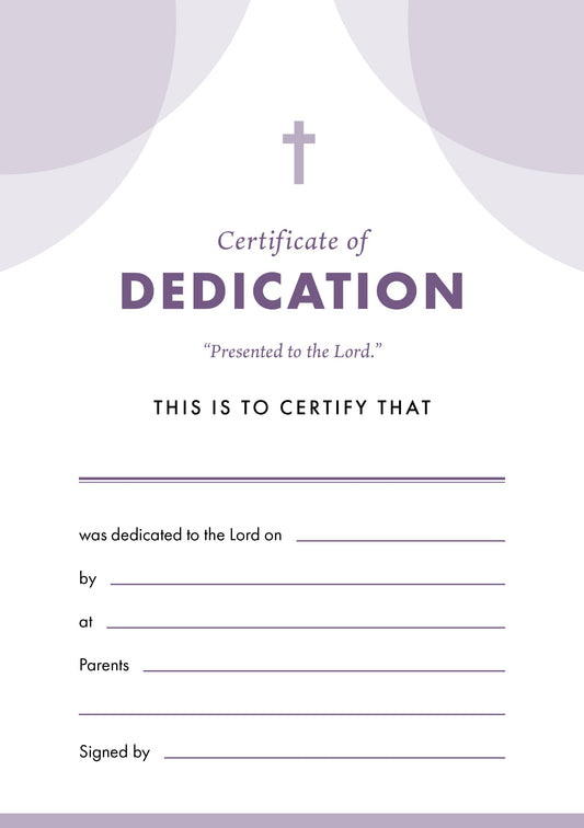 ETC Dedication Certificate A5 Portrait (pack of 10) - Re-vived