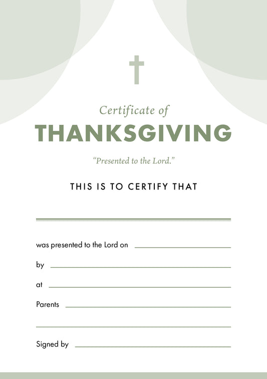 ETC Thanksgiving Certificate A4 Portrait (pack of 10) - Re-vived