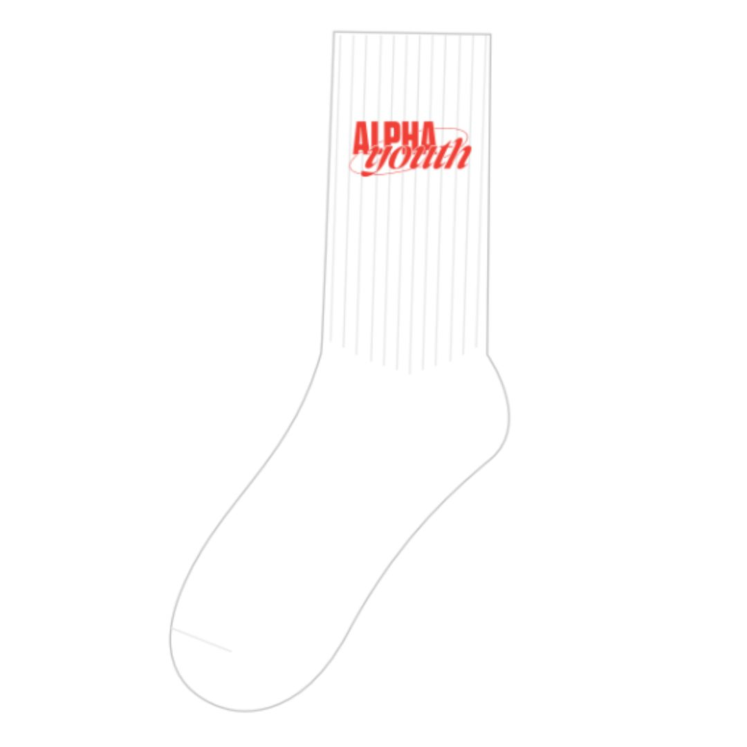 YOUTH ALPHA - Woven Socks - White What's On Your Mind?