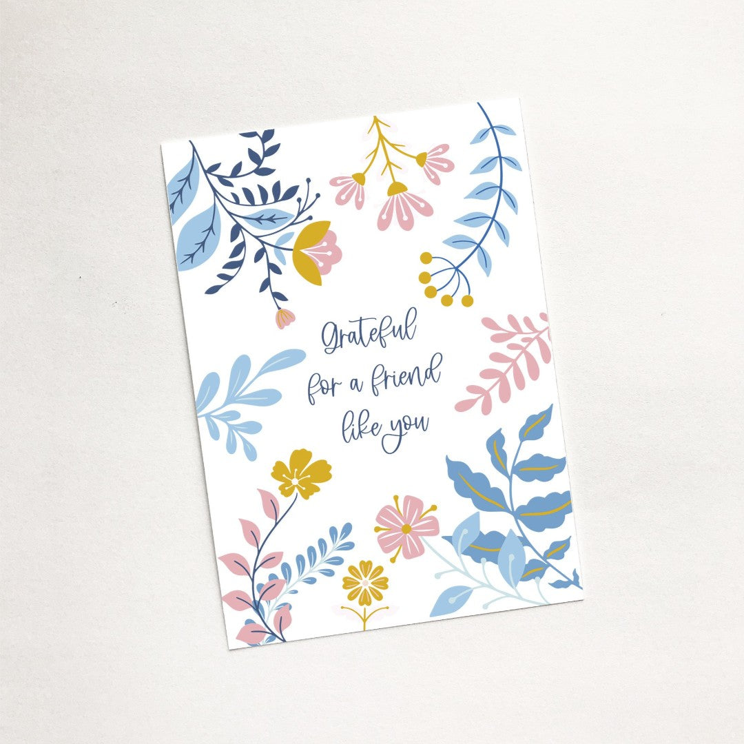 Grateful for a Friend (Blooms) - Mini Card - Re-vived