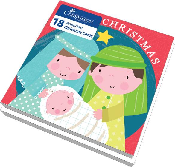 Compassion Charity Assorted Christmas Cards - 3 Designs (Pack of 18)