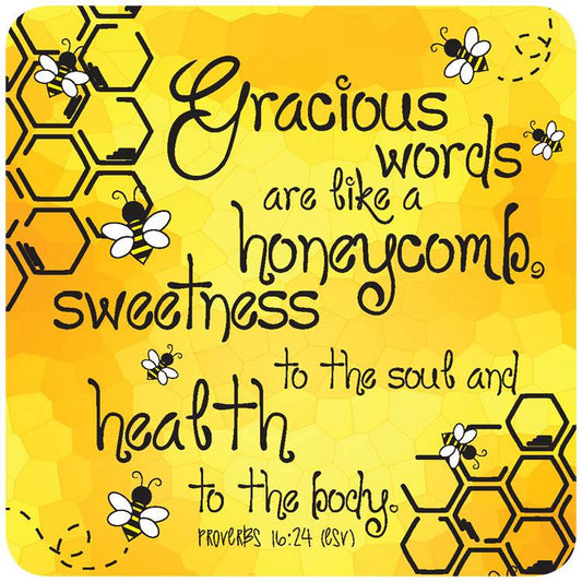 Gracious words like honeycomb coaster