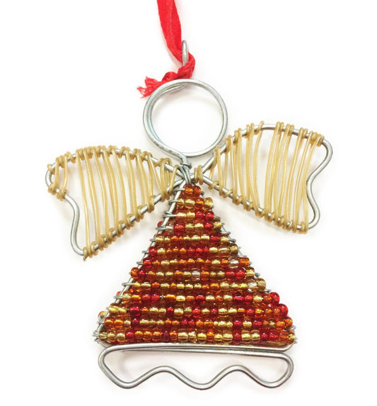 Beaded Gold Angel hanging Christmas decoration