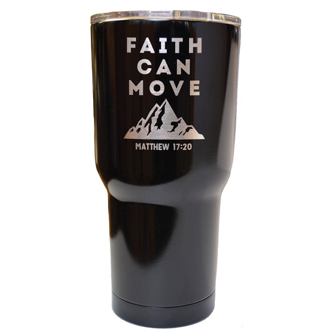 Faith Can Move Black Stainless Steel Tumbler