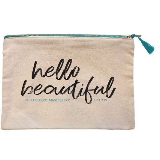 Hello Beautiful Canvas Zipper Bag