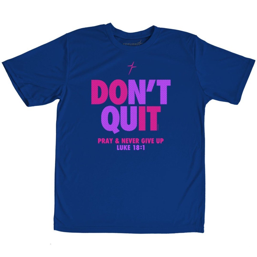Don't Quit Blue Youth Active T-Shirt, Large