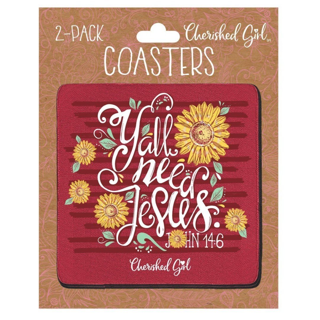 Y'all Need Jesus Cherished Girl Drink Coasters (2-pack)