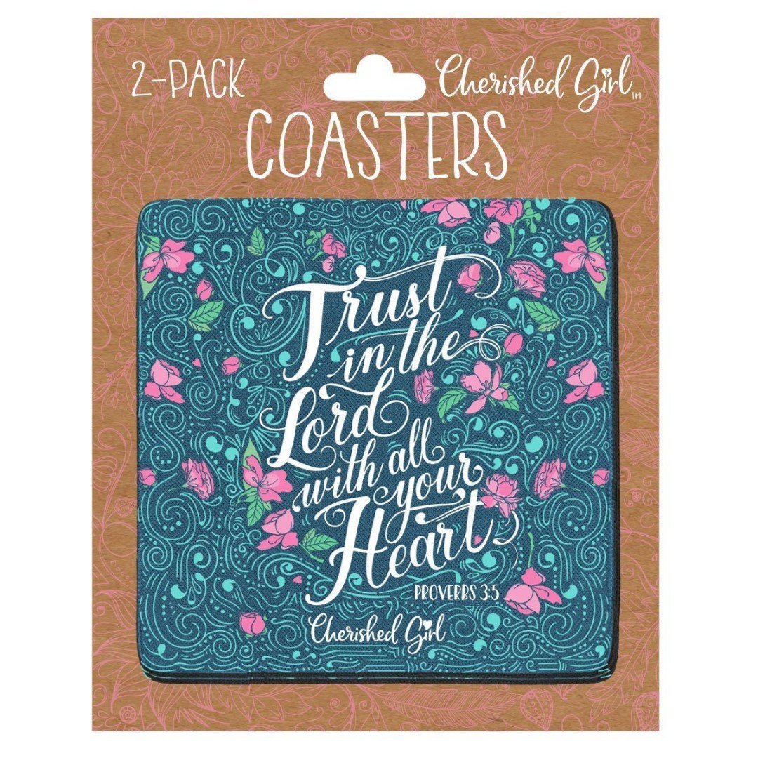 Trust in the Lord Cherished Girl Drink Coasters (2-pack)