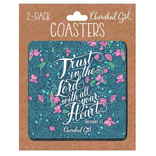 Trust in the Lord Cherished Girl Drink Coasters (2-pack)