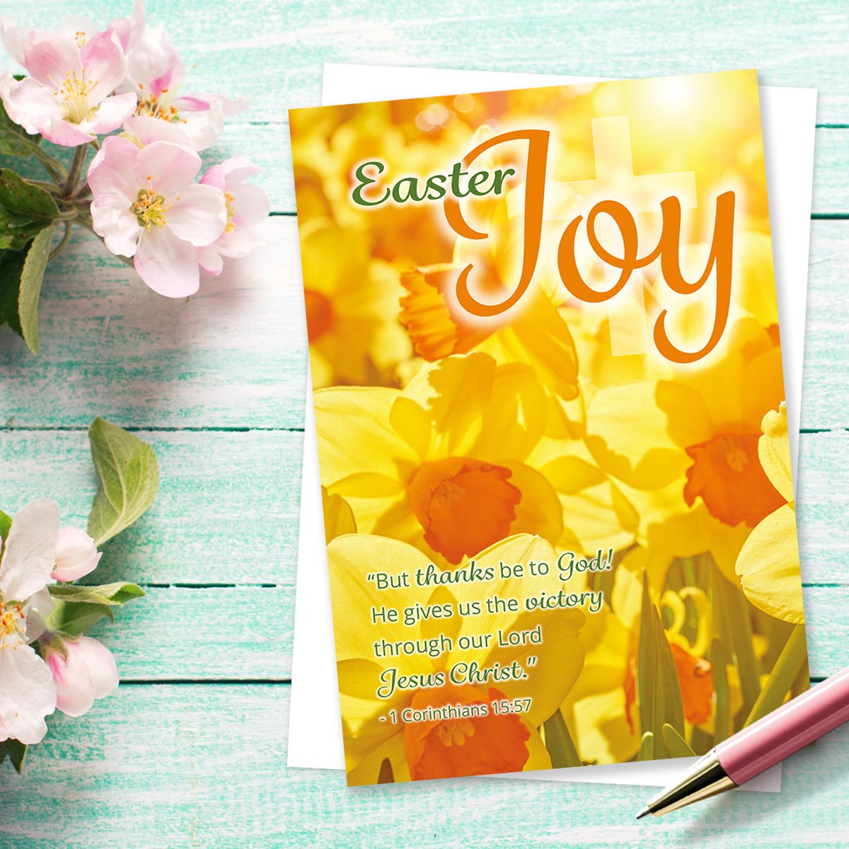 Compassion Christian Charity Easter Cards: Joy/Daffodils (Pack of 8)