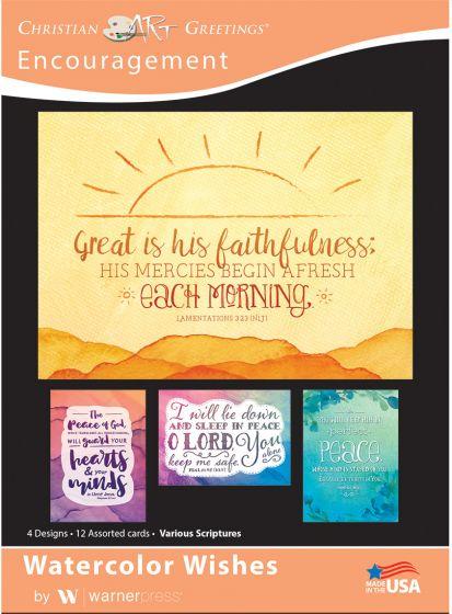 Boxed Card Encouragement - Watercolor Wishes (pack of 12)