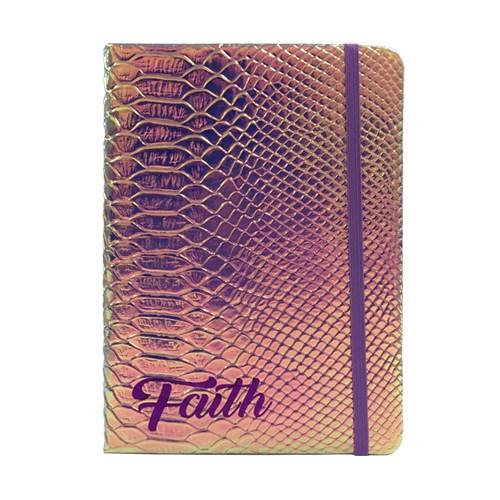 Iridescent Faux Crocodile Journal Faith