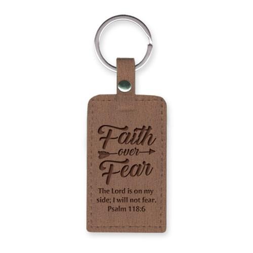 Leather Lux Keyring Faith Over Fear