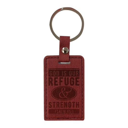 Lux Leather Keyring: God Is Our Refuge & Strength