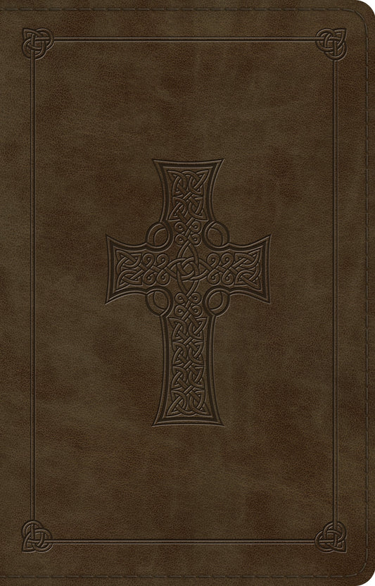 ESV: Large Print Thinline Ref. Bible, Olive, Celtic Cross