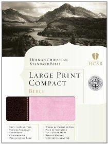 HCSB LARGE PRINT COMPACT PU CHOCOLATE/PINK - Holman Bible Staff - Re-vived.com