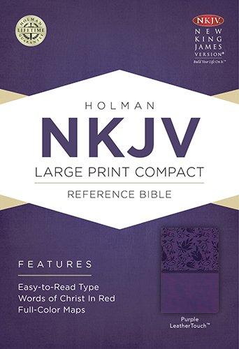 NKJV Large Print Compact Reference Bible Purple LeatherTouch