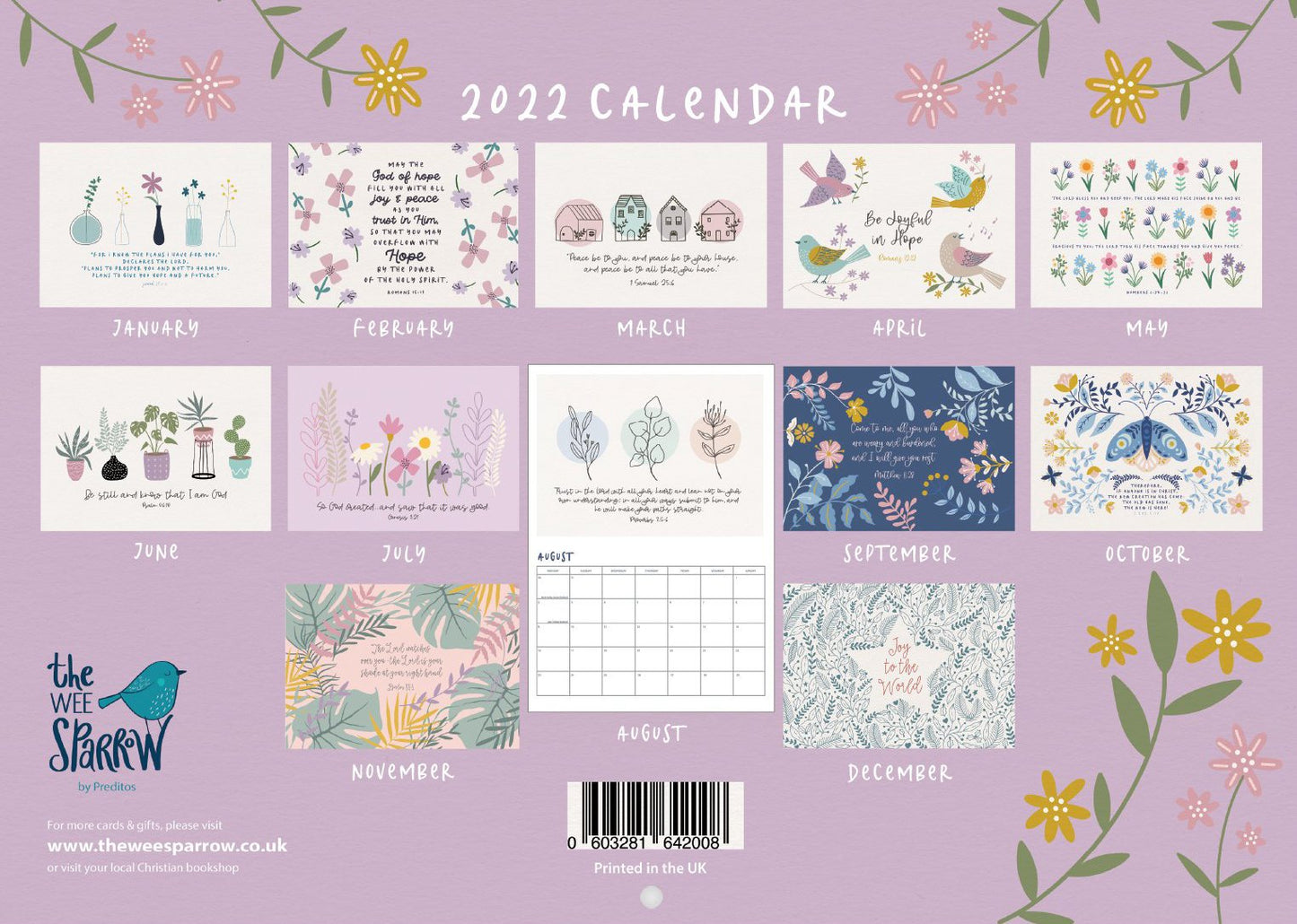 The Wee Sparrow 2022 Calendar A4 (folds out to A3)